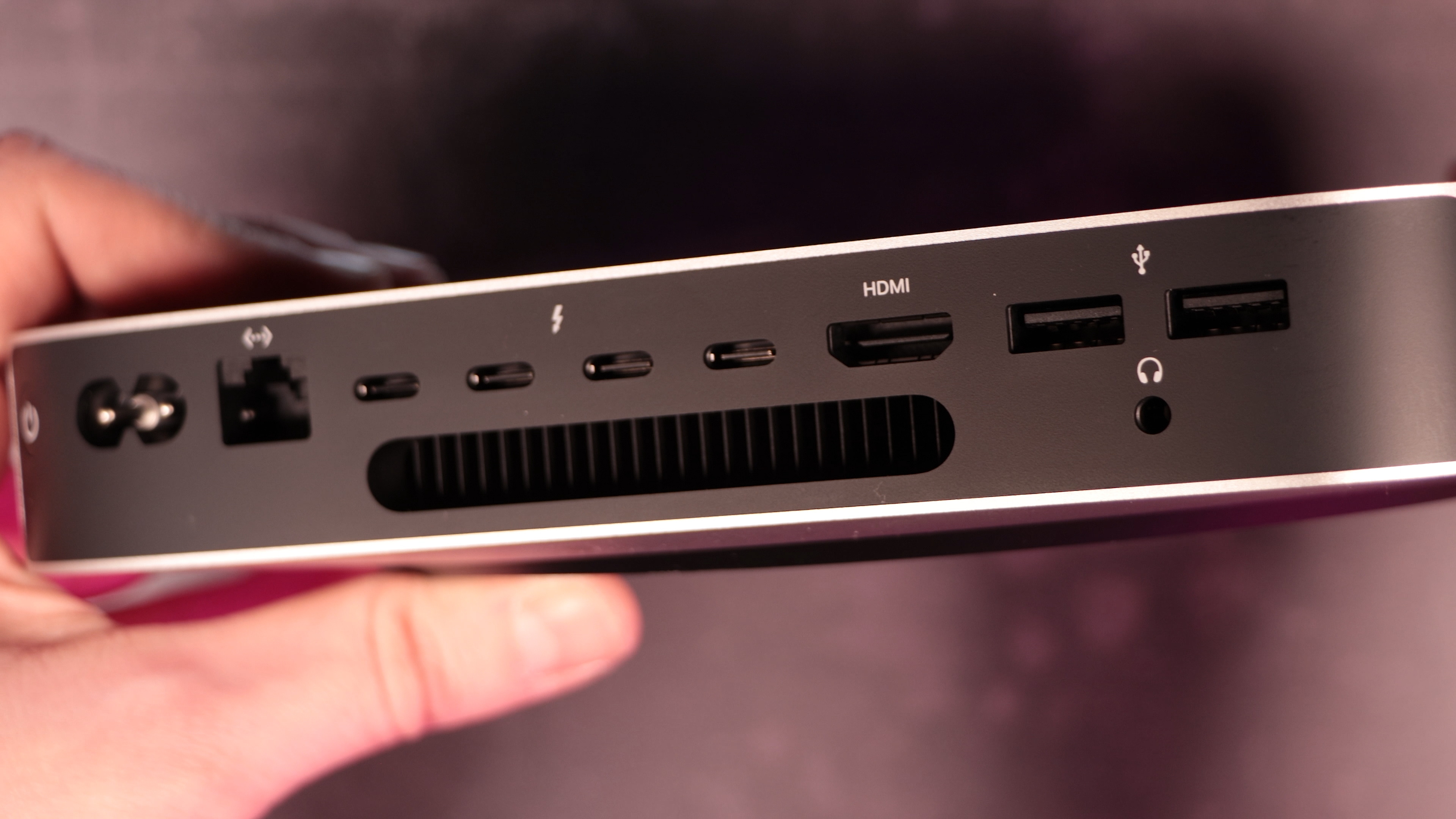 Rear view of the Mac mini (2023) and its ports