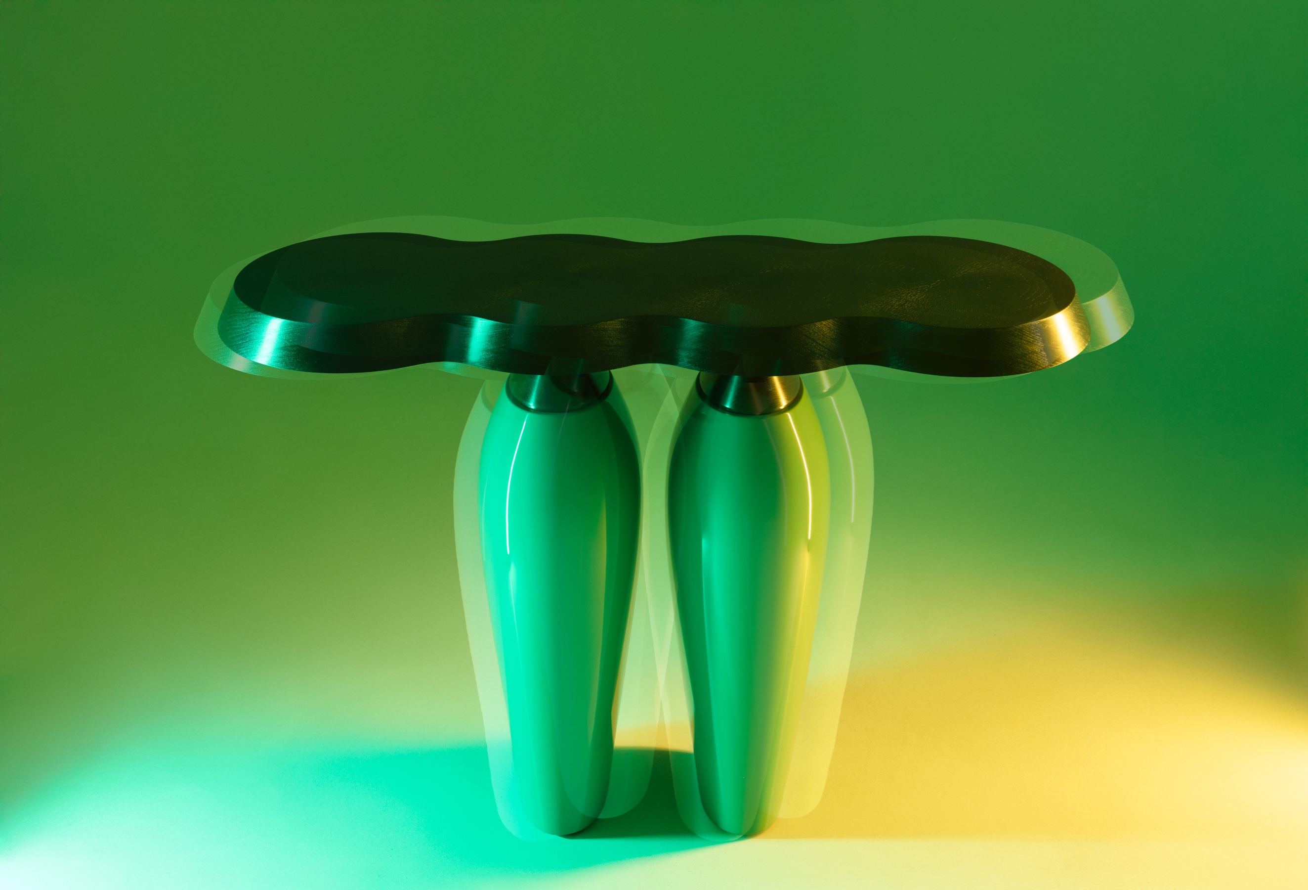 Furniture under coloured lights