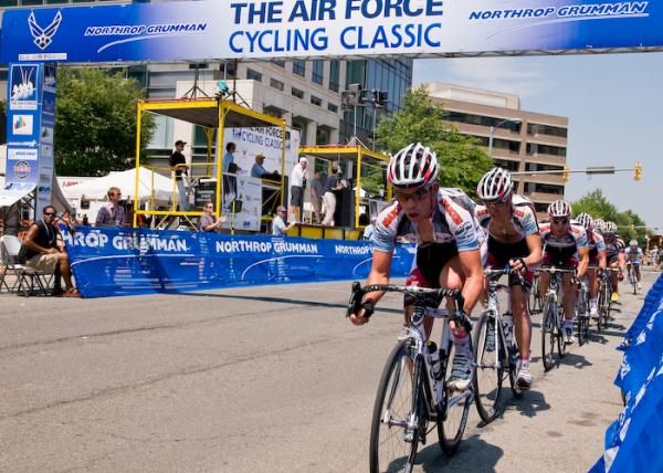 United HealthCare set up their train during the final lap.