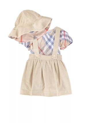 Burberry, Baby Girl's 3-Piece Corduroy Bucket Hat, Check Bodysuit & Skirt Set