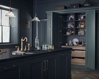 Kitchen Makers Somerton In Baltic Green And Brushed Brass