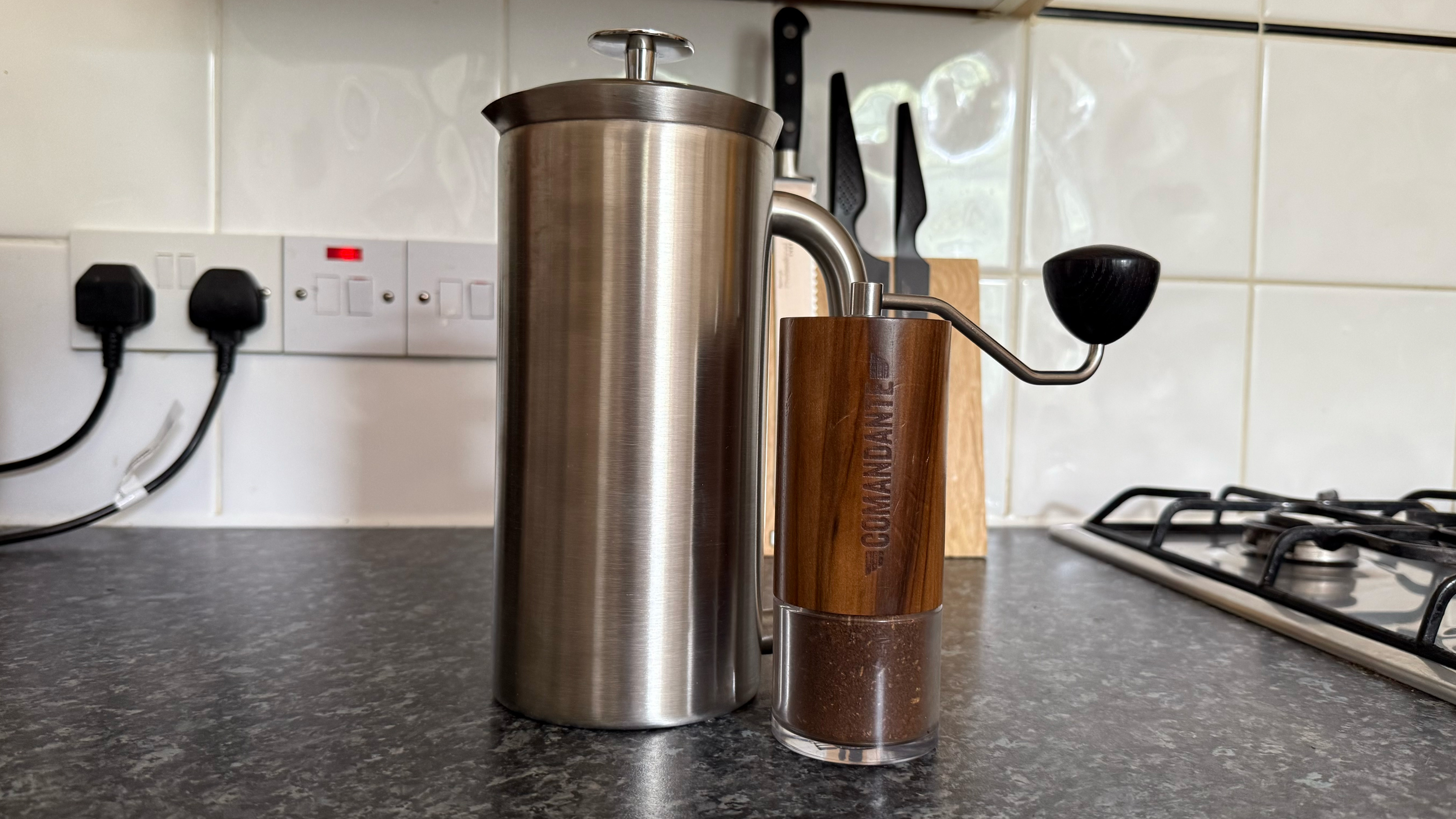 a picture of the espro p7 french press and comandante c40 mk4 grinder