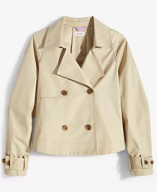 On 34th, Solid Short Double-Breasted Trench Coat