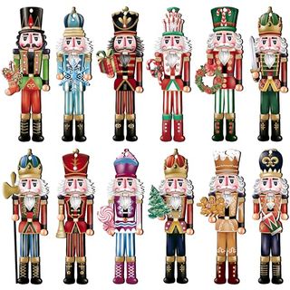 24 Pieces Christmas Nutcracker Wooden Ornaments Wood Hanging Decoration Set for Christmas Tree Hanging Wood Crafts Holiday Decor Xmas Party Supplies (xmas-Nutcracker-A)