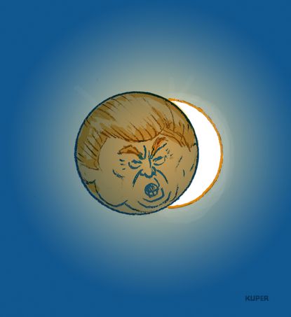 Political Cartoon U.S. Trump Democrats eclipse impeachment acquittal cover up power