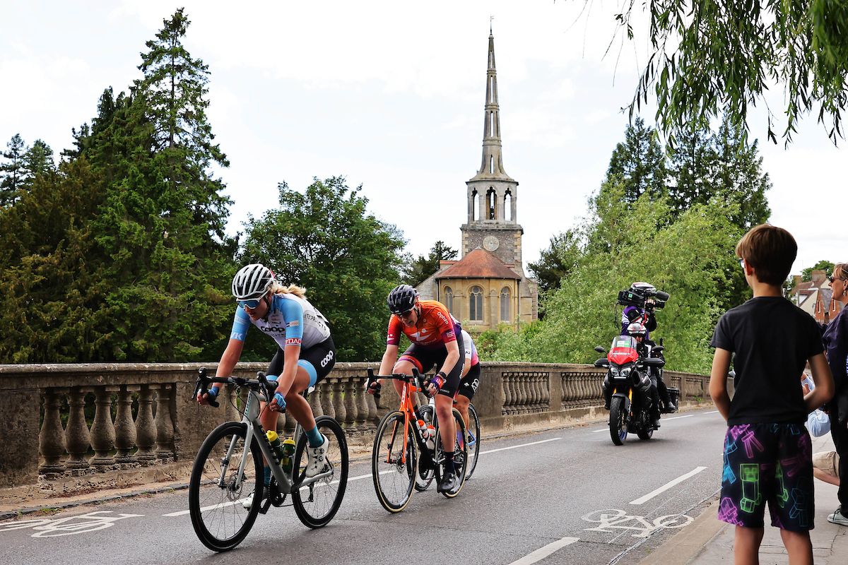 Picture by Alex Whitehead/SWpix.com - 11/06/2022 - Cycling - The Women&acirc;s Tour 2022 - Stage Six - Chipping Norton to Oxford, England - Ane Iversen of Team Team COOP Hitec Products with Mieke Kroger of Team Human Powered Health in a breakaway