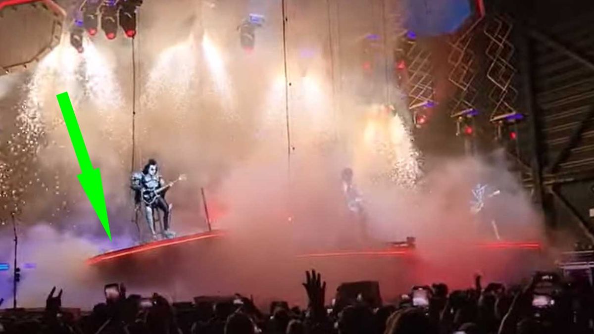 Gene Simmons on a tiled platform