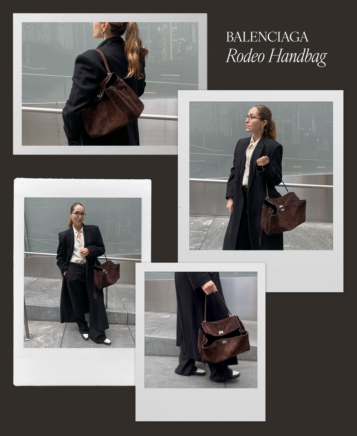 senior fashion editor Anna LaPlaca carrying the Balenciaga Rodeo Bag