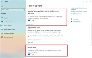 Require Windows Hello sign-in for Microsoft account option