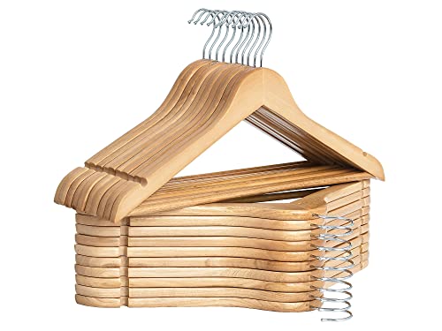 Storageworks Wooden Hangers 20 Pack, Wood Coat Hanger for Coats, Shirts, Jackets, Pants, Suits, Natural Wood Color