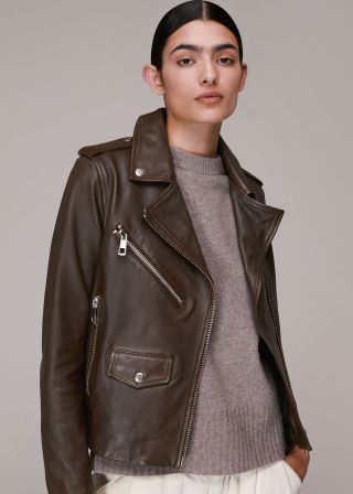 Chocolate Agnes Pocket Leather Jacket