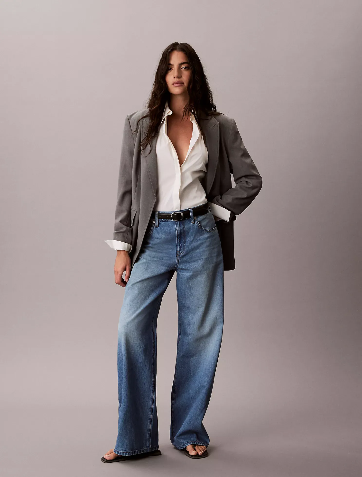 Lyocell Blend Wide Leg Jeans