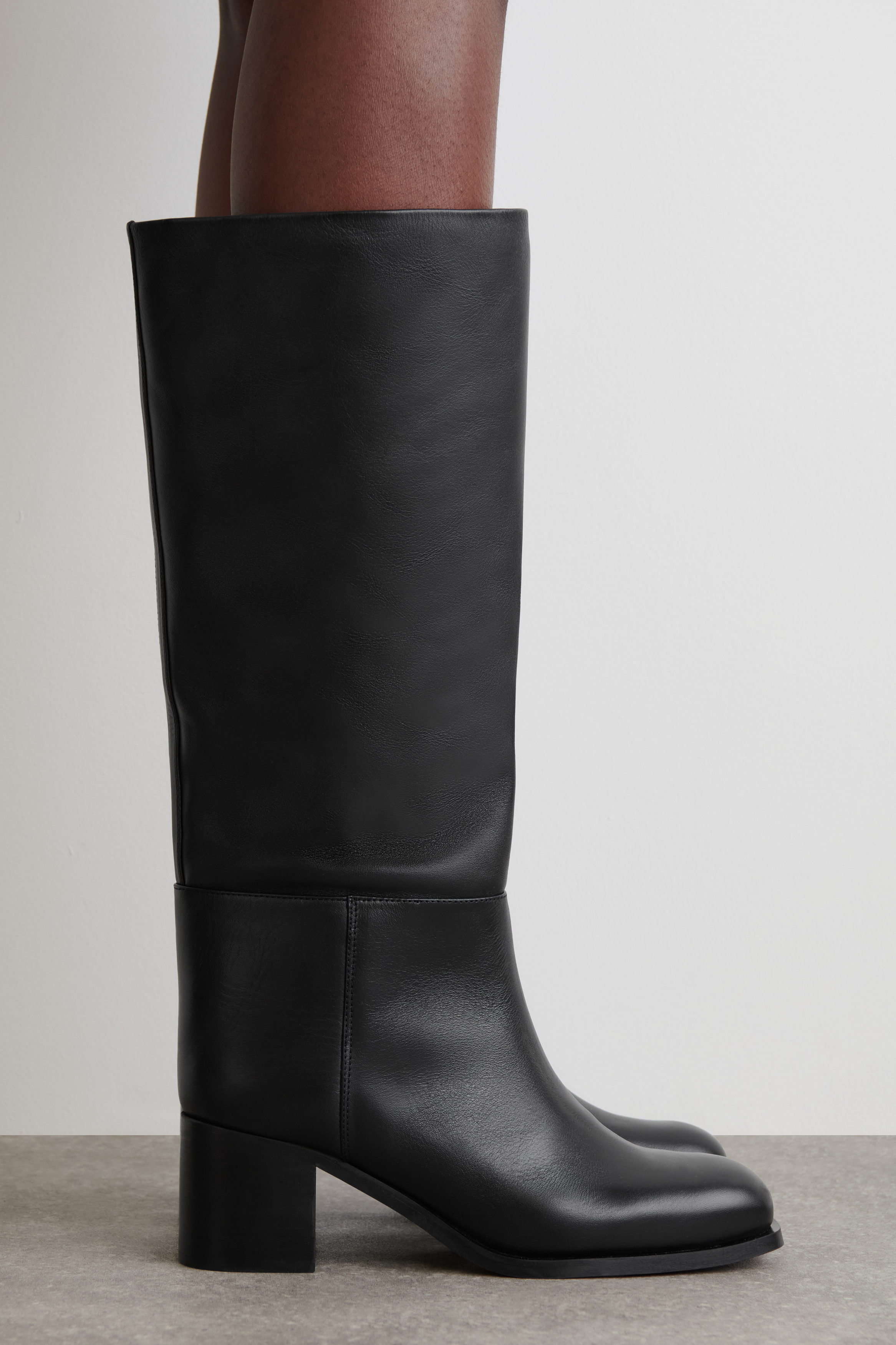 Heeled Leather Knee Boots