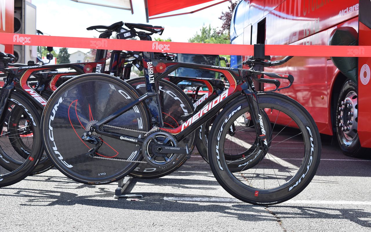 The latest Merida Warp TT was first seen at the Dauphine last season