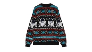 best christmas jumpers illustrated by a Pull & Bear star wars jumper with R2-D2 on it