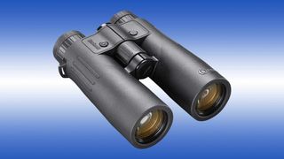 stock image of one of the best rangefinder binoculars from Bushnell on a blue background