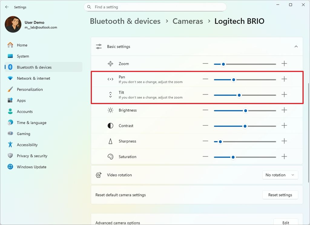 Camera pan and tilt support