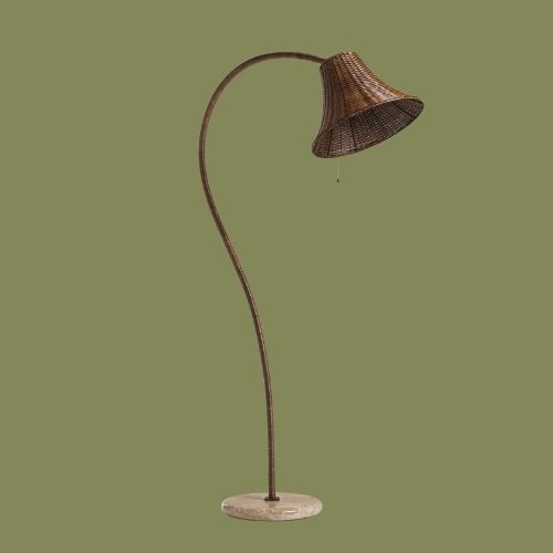 OKA, Sikao Rattan Arc Floor Lamp Base - Antique Brown