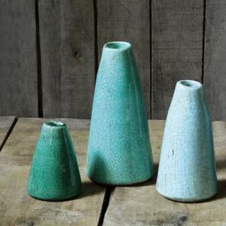 Three blue ceramic vases from Target