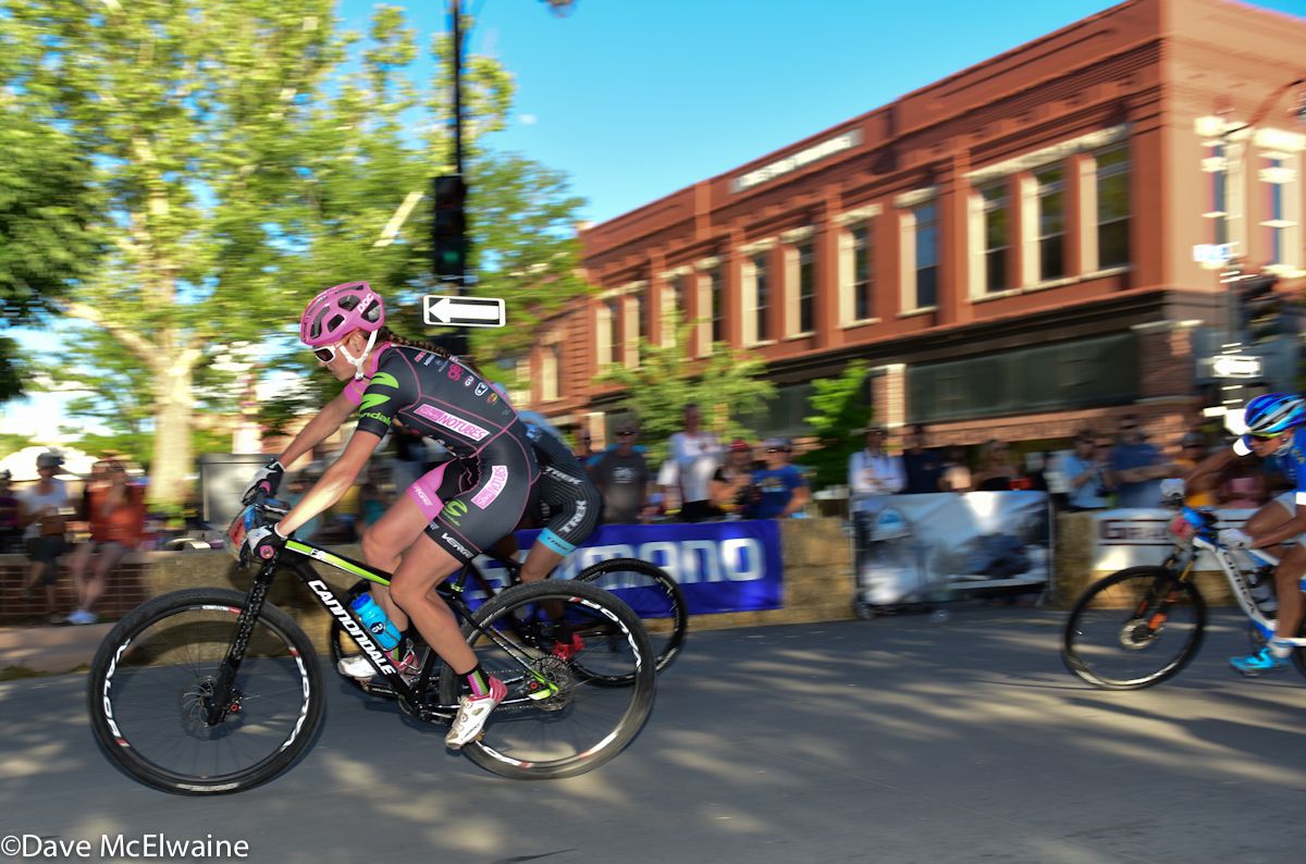 Rose Grant (Stans NoTubes) riding to a podium finish on Main Street