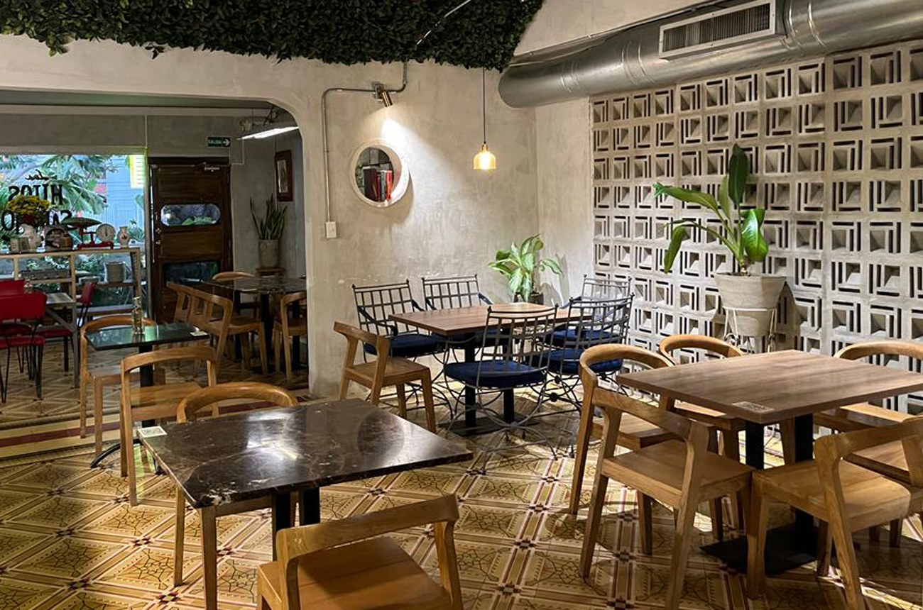 Restaurant interior with tables and chairs