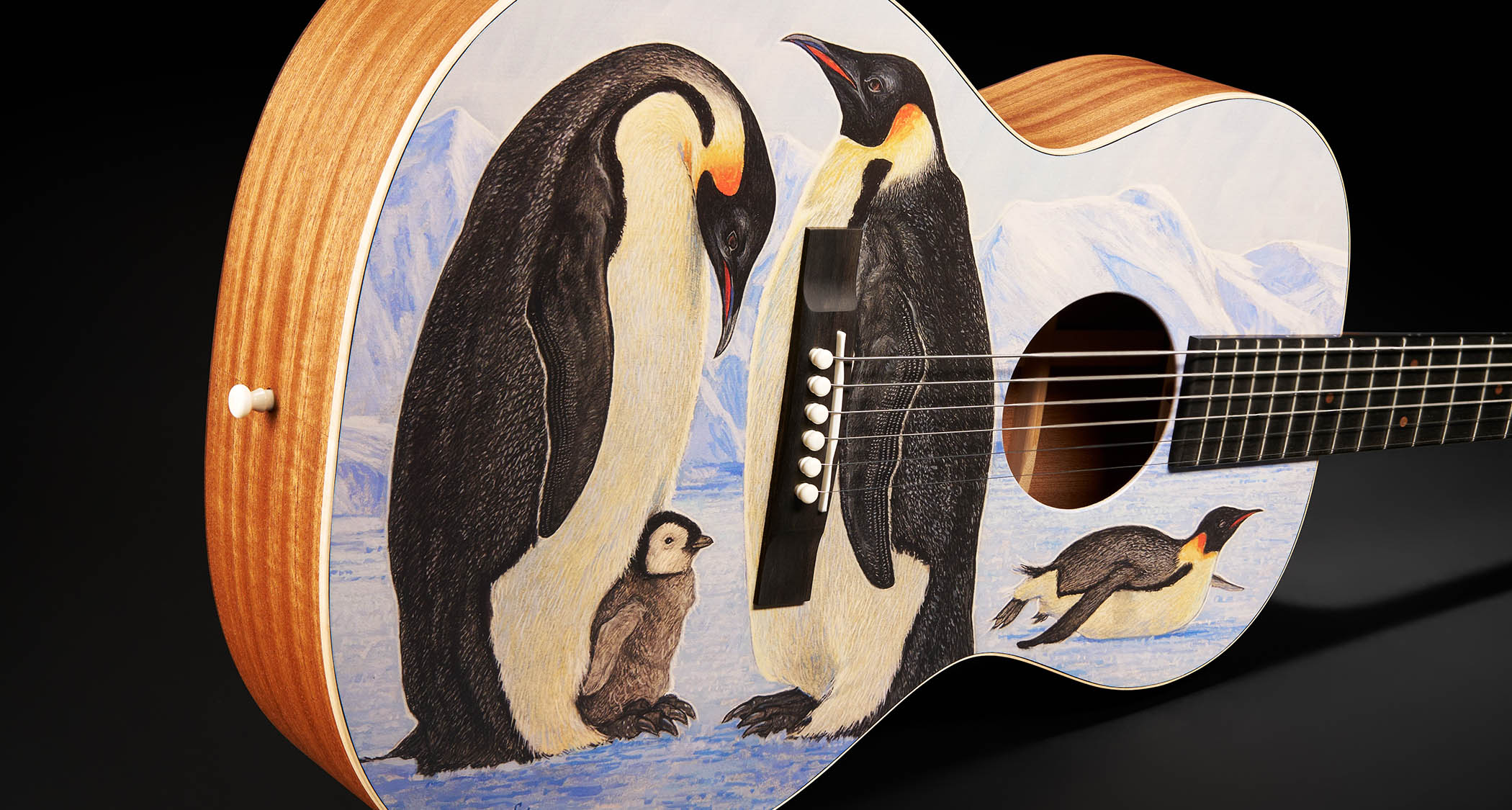 The Martin 00L Biosphere IV is created in tribute to the emperor penguin, and features a family of them on its graphic-finish top.
