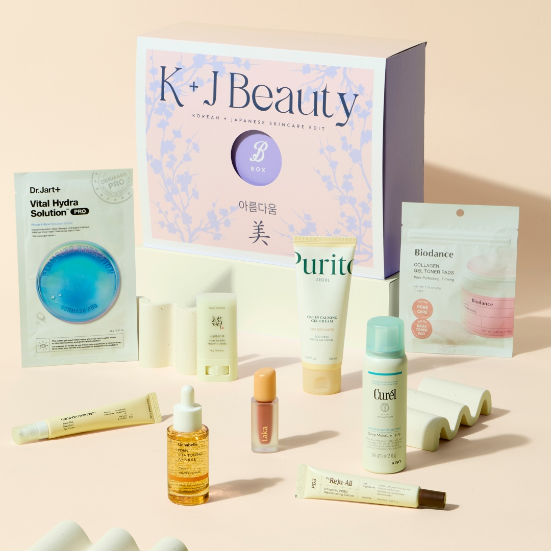 Image of the Boots Korean and Japanese Skincare Edit Box with its contents in front of it