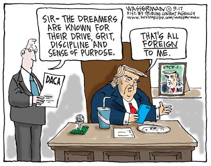 Political cartoon U.S. Trump DACA immigrants