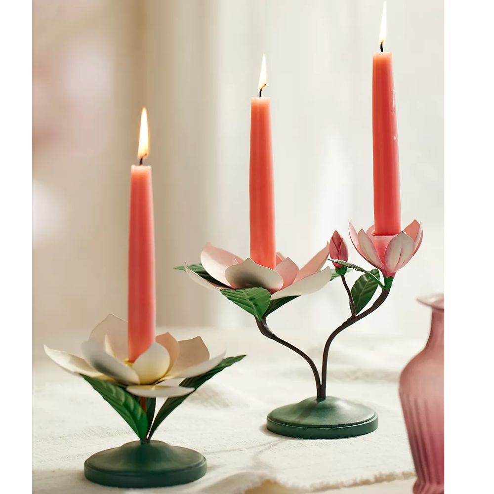 Pink Magnolia Taper Holder
