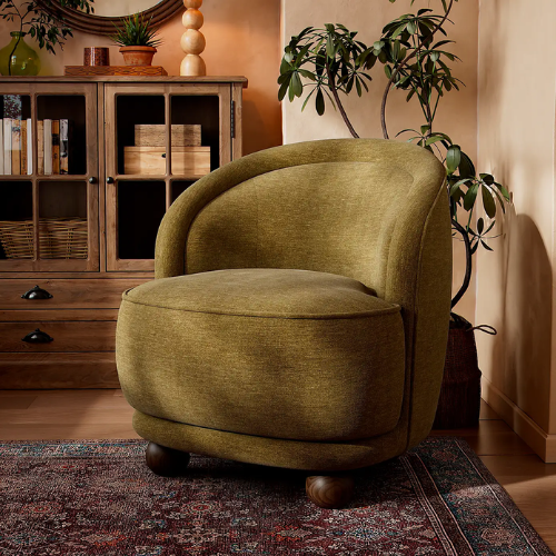 Amina Chenille Ball Foot Tub Chair