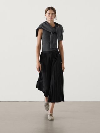 Massimo Dutti, Long Pleated Flared Skirt