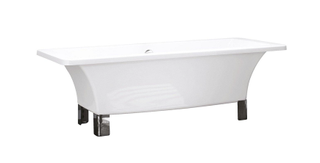 Modern Freestanding white bath with chunky square chrome feet
