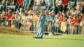 Open Championship 1977 at the Ailsa Course at Turnberry, Scotland, held 6th - 9th July 1977. Pictured, Peter McEvoy.