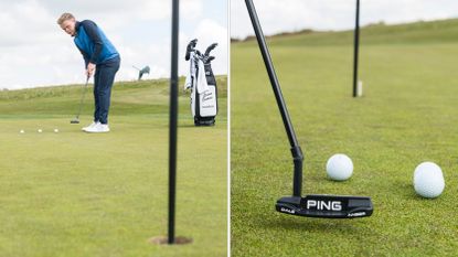 Tour coach Liam James putting at the London Club