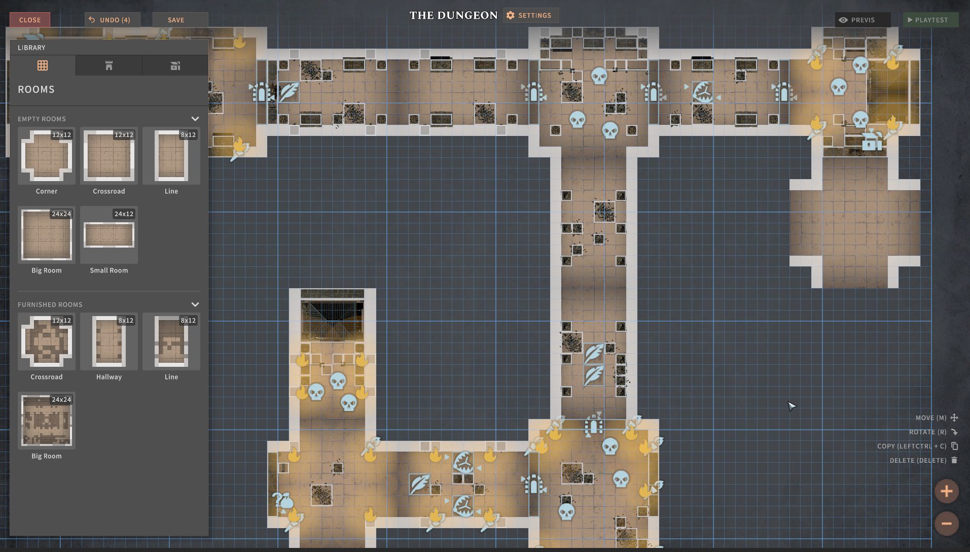 The top-down interface for Solasta's dungeon maker