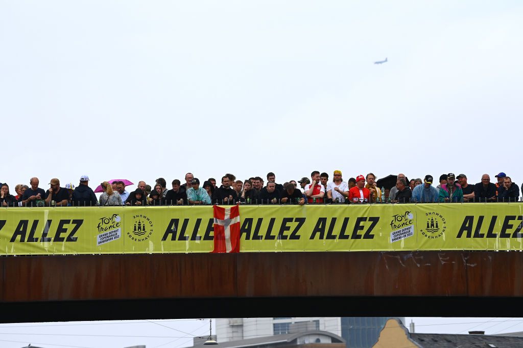 COPENHAGEN DENMARK JULY 01 Fans prior to the 109th Tour de France 2022 Stage 1 a 132km individual time trial stage from Copenhagen to Copenhagen ITT TDF2022 WorldTour on July 01 2022 in Copenhagen Denmark Photo by Tim de WaeleGetty Images