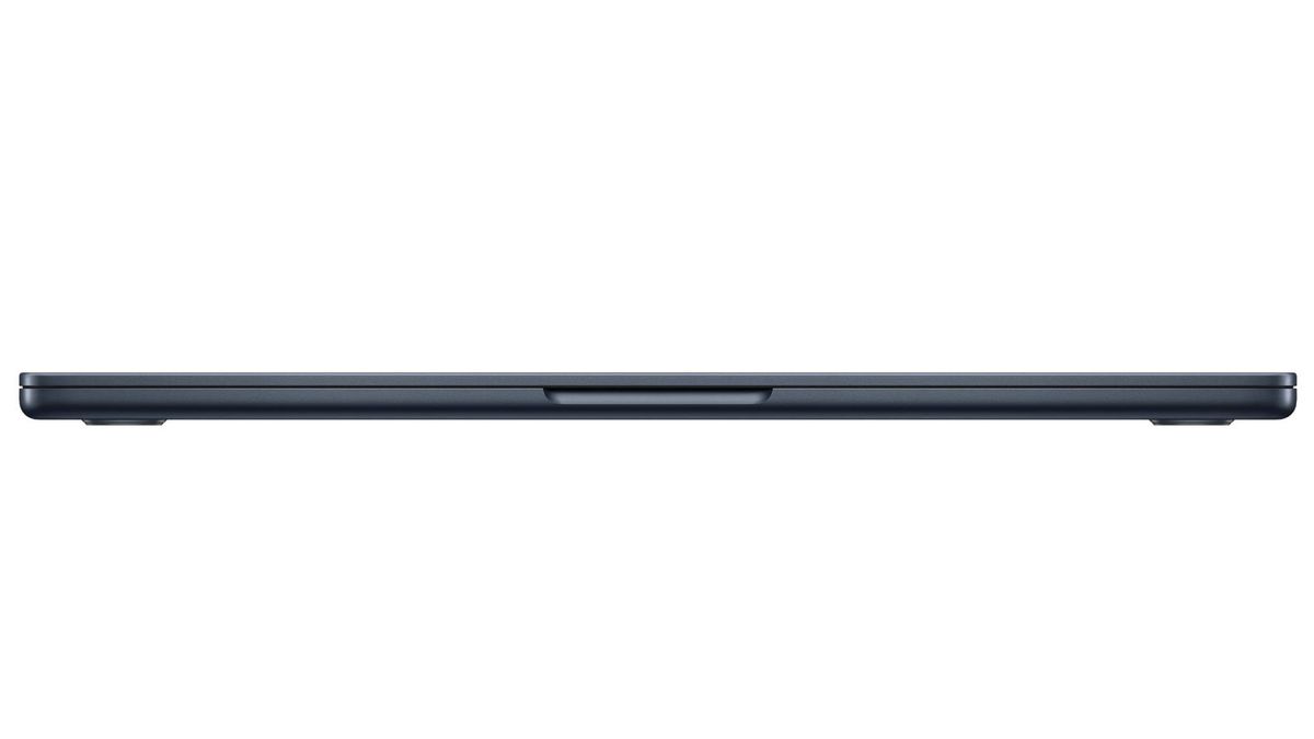 Press images of MacBook Air (M2, 2022) closed to show how thin it is