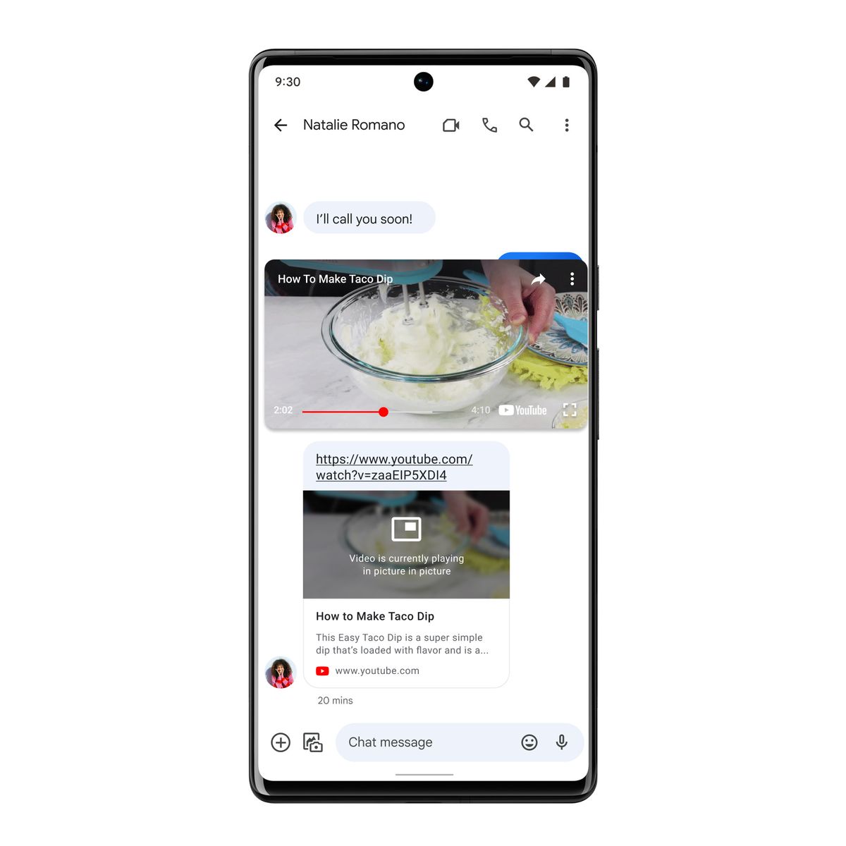 Google Messages YouTube player