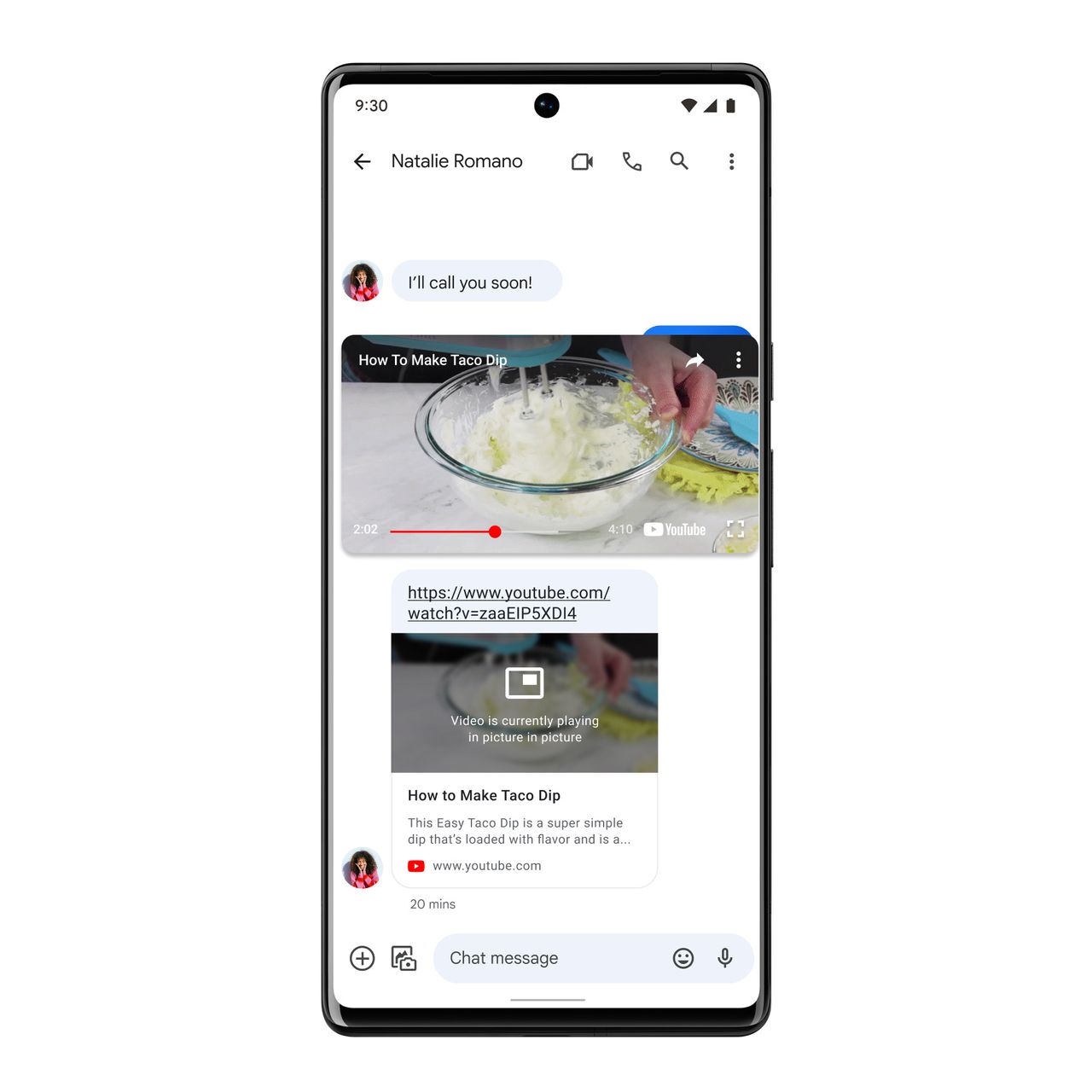 Google Messages YouTube player