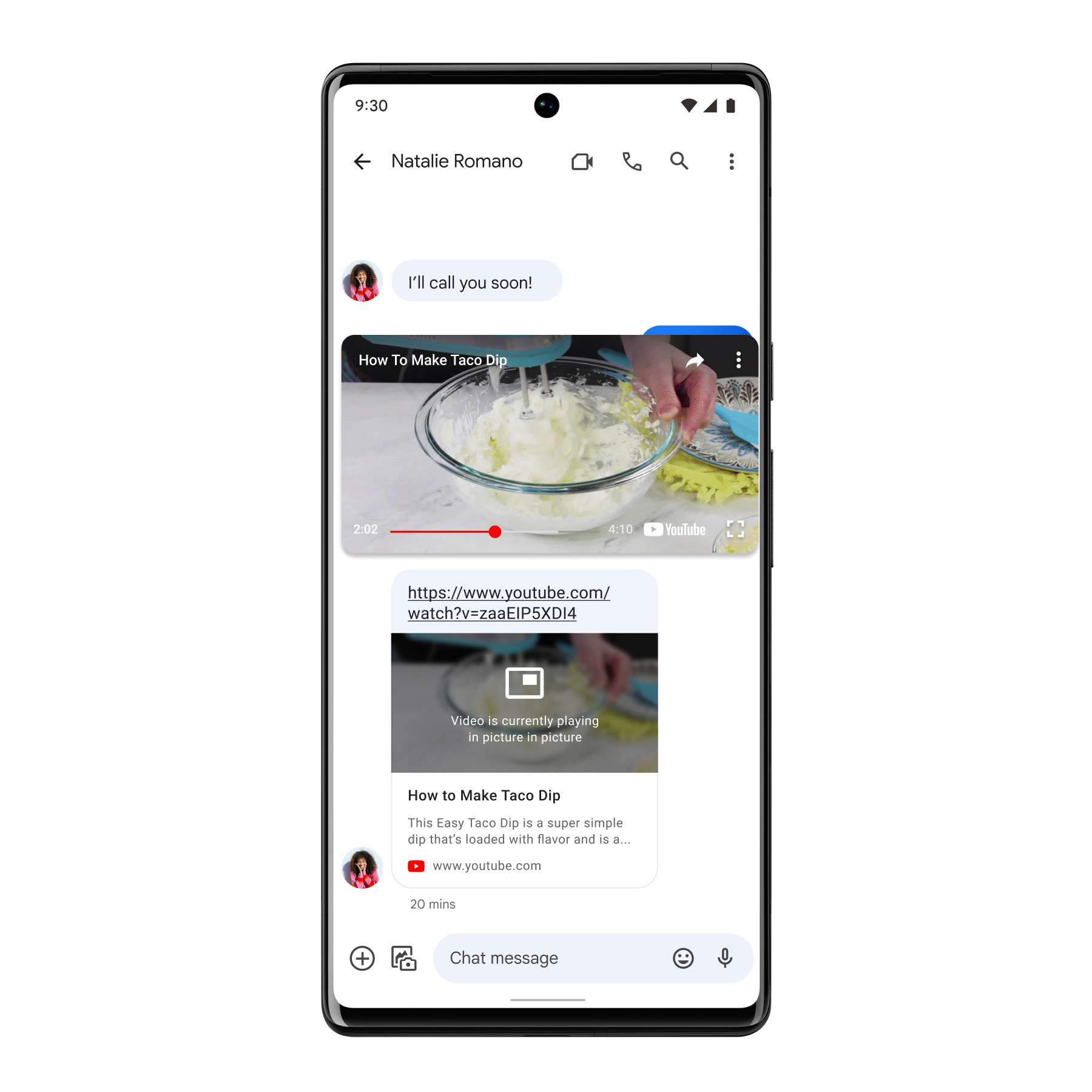 Google Messages YouTube player