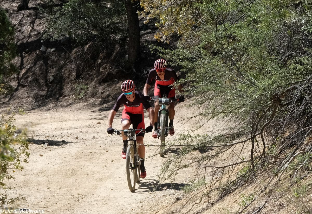 Sam Gaze (Specialized) and Christopher Blevins (Specialized) nearing the top of the climb before Skull Valley