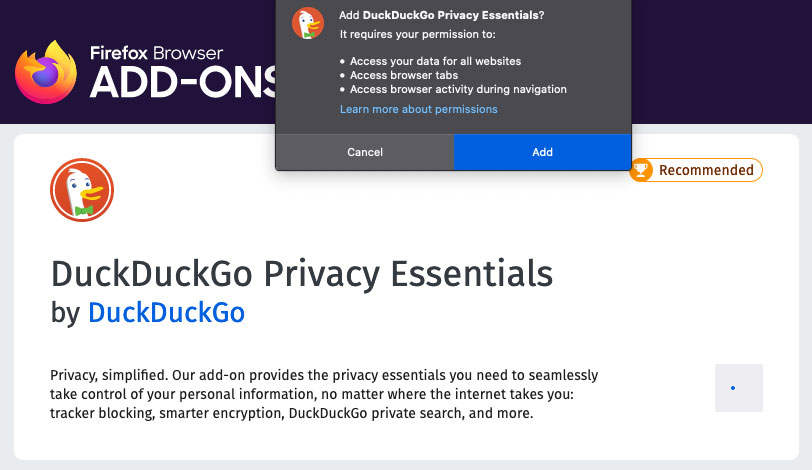 Надстройка Firefox для DuckDuckGo.