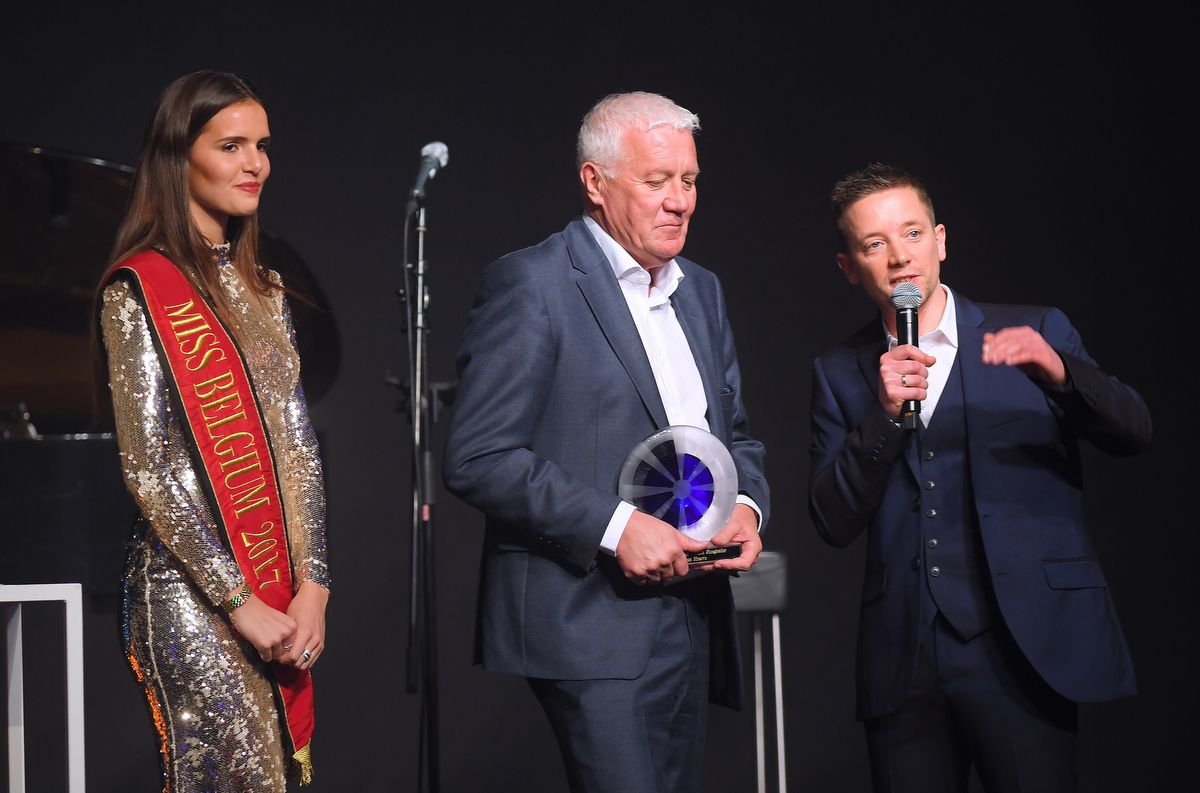 Patrick Lefevere collecting his fifth best manager award