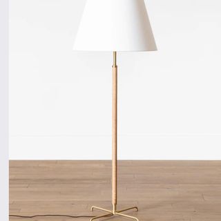 A beige and white floor lamp from McGee & Co.