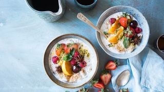 Healthy breakfast: Opt for porridge with some fresh or frozen fruit instead of eggs and bacon, says new study