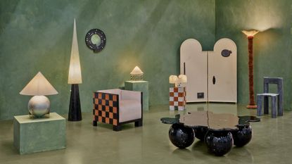 contemporary furniture in art gallery