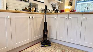 Roborock F25 Ultra wet-dry vacuum in reviewer's kitchen