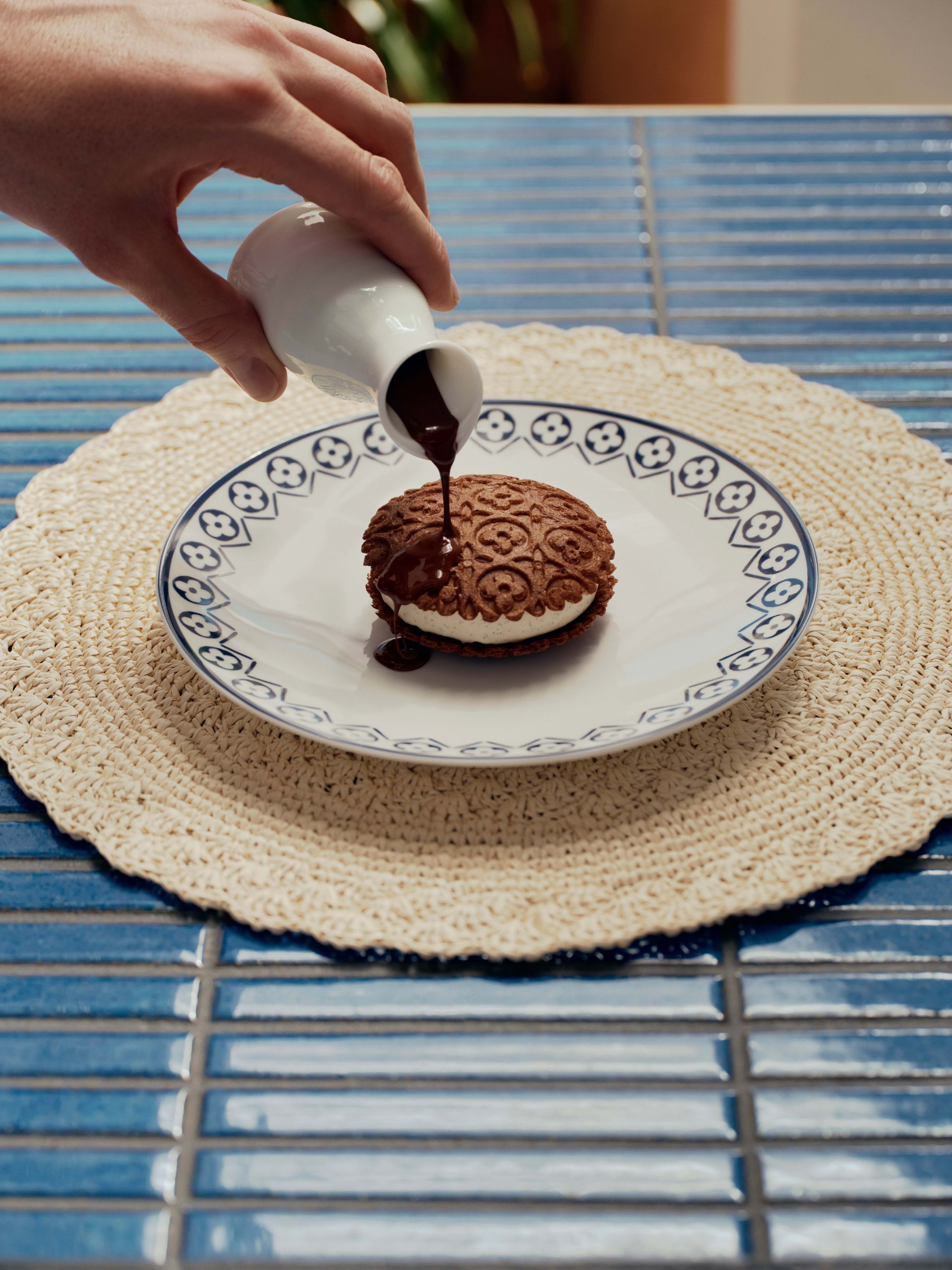 Dessert with chocolate sauce