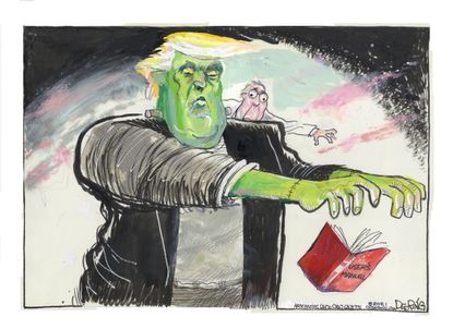 Political Cartoon U.S. Trump McConnell Frankenstein