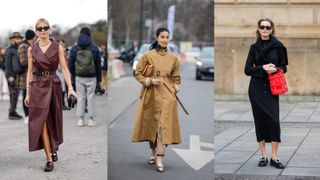 A composite of street style influencers showing how to style loafers for work